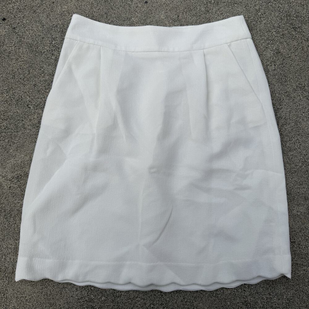 Tommy Hilfiger Skirt Womens 0 White Mini Scallop Hem Lined Simple
